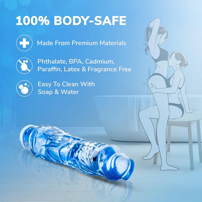 Eden 9-Inch Realistic Vibrating Dildo with Multi-Speed Stimulation and Waterproof Design - Blue