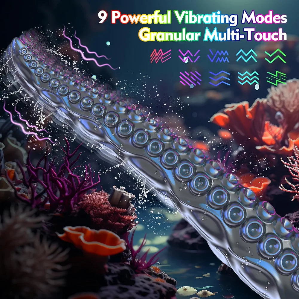 10.7" Monster Octopus Tentacle Silicone Dildo with App-Controlled Vibrations and 9 Modes for Fantasy Stimulation