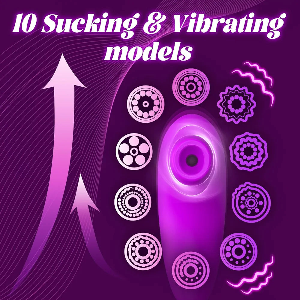 Purple Clitoral Suction and Vibration Stimulator with 10 Modes for Couples