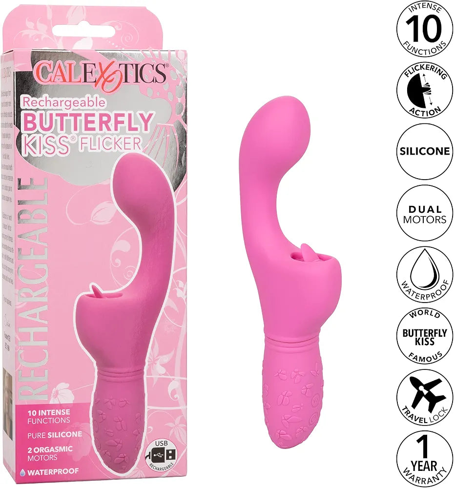 CalExotics Rechargeable Butterfly Kiss Flicker Vibrator - Pink