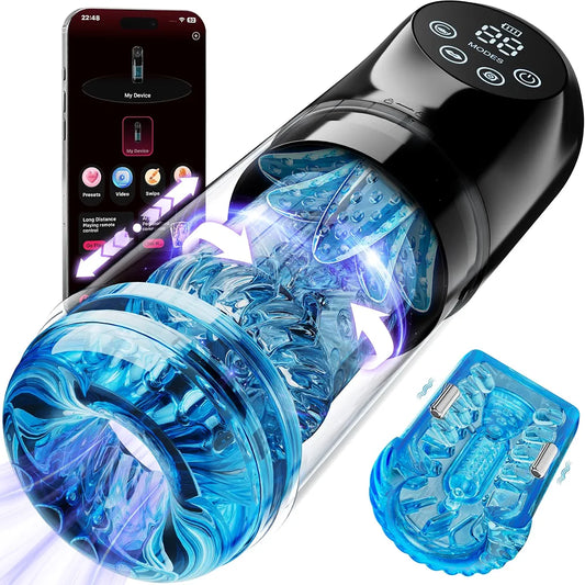 AI-Sync 9S Male Masturbator: Interactive Thrusting, Rotating, Vibrating, Sucking & Licking Sex Toy with App Control