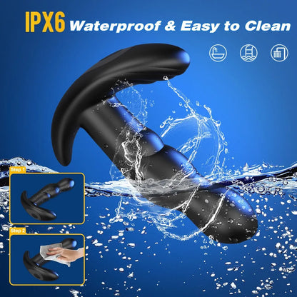 Premium 360-Degree Rotating Anal Massager with Remote, 10 Vibration Modes, Waterproof Silicone Butt Plug for Men and Women