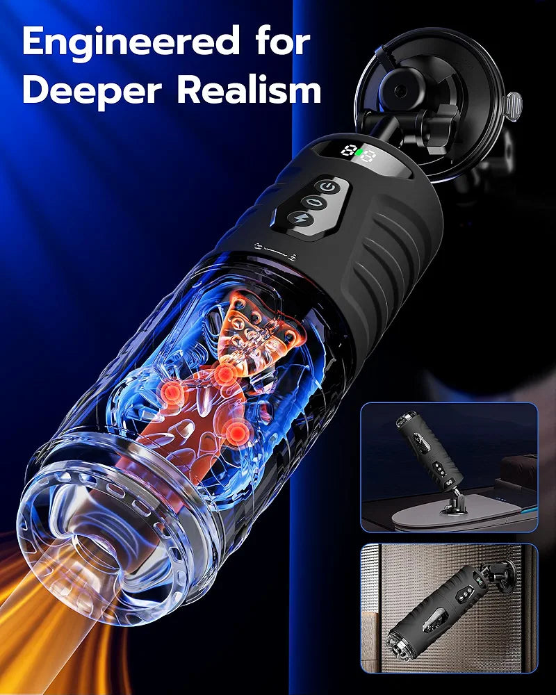 EINSEO AI-Sync Automatic Male Masturbator with 360° Rotation, 7 Thrusting Modes, and Hands-Free Suction Base