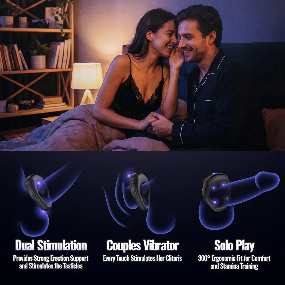 Premium App-Controlled Silicone Vibrating Penis Ring with 10 Vibration Modes for Enhanced Male Performance