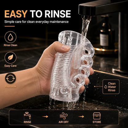 Premium Clear TPE Sleeve Male Masturbator - Realistic Textured Sex Toy for Men