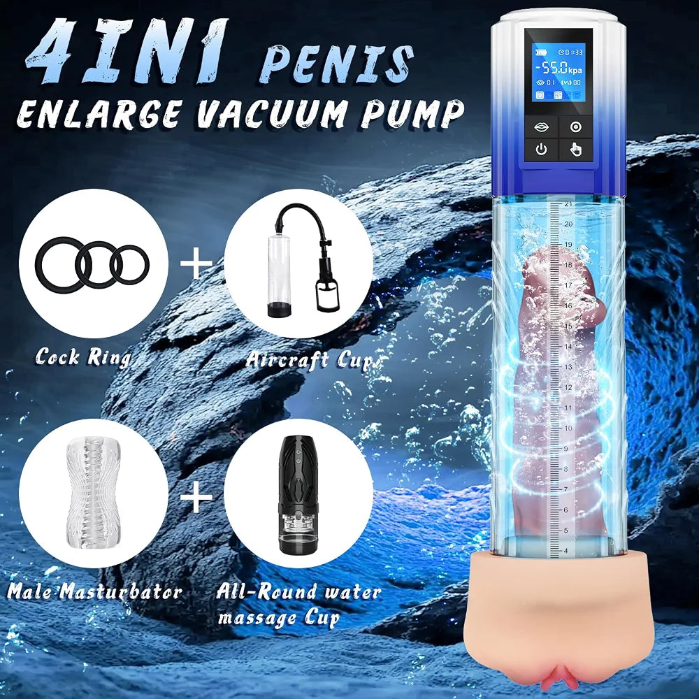 Electric Vacuum Penis Enlargement Pump with 6 Suction Levels and 4 Training Modes
