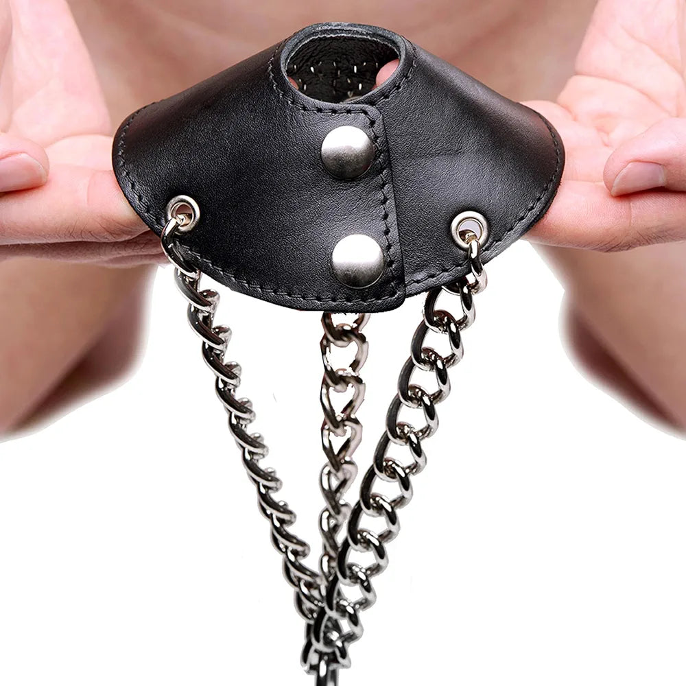 Premium Spiked Leather Ball Stretcher for Enhanced Sensation