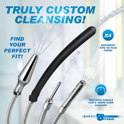 Cleanstream Premium 6-Foot Shower Enema System with 4 Interchangeable Silicone and Aluminum Tips and Shower Adapter