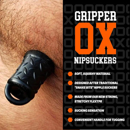 Oxballs FLEXtpr Vacuum Nipple Suction Cups with Tug Handles - Clear