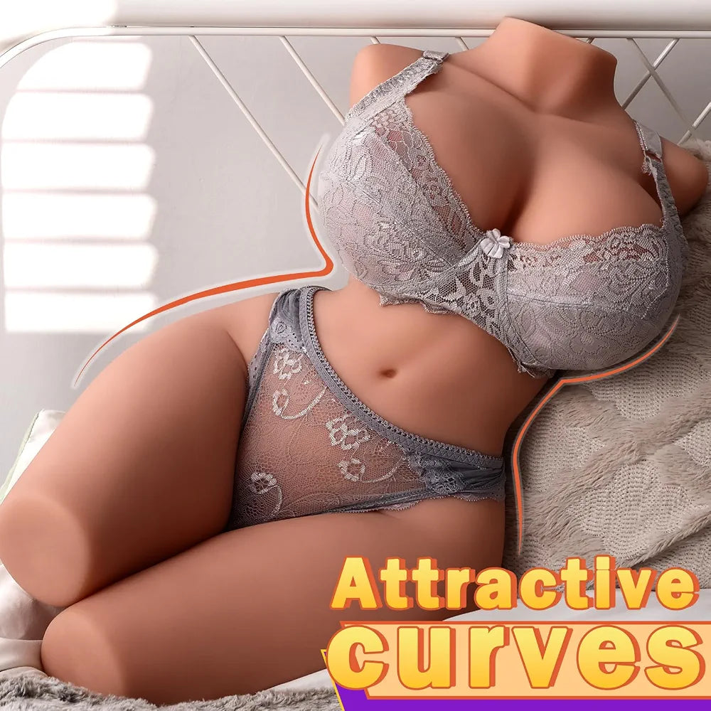 Realistic 37LB Life-Size Female Torso Sex Doll with Articulated Skeleton and Multi-Orifice Masturbator