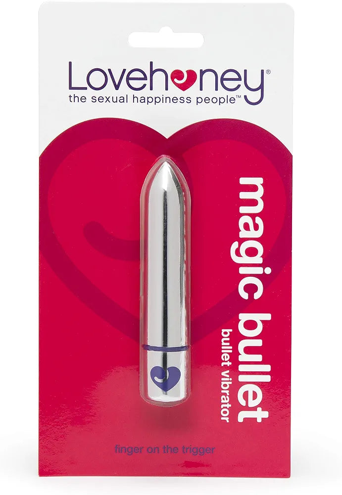 Lovehoney Magic Bullet 4-Inch Waterproof Mini Vibrator - 10-Function Multispeed Lipstick Massager for Women - Silver