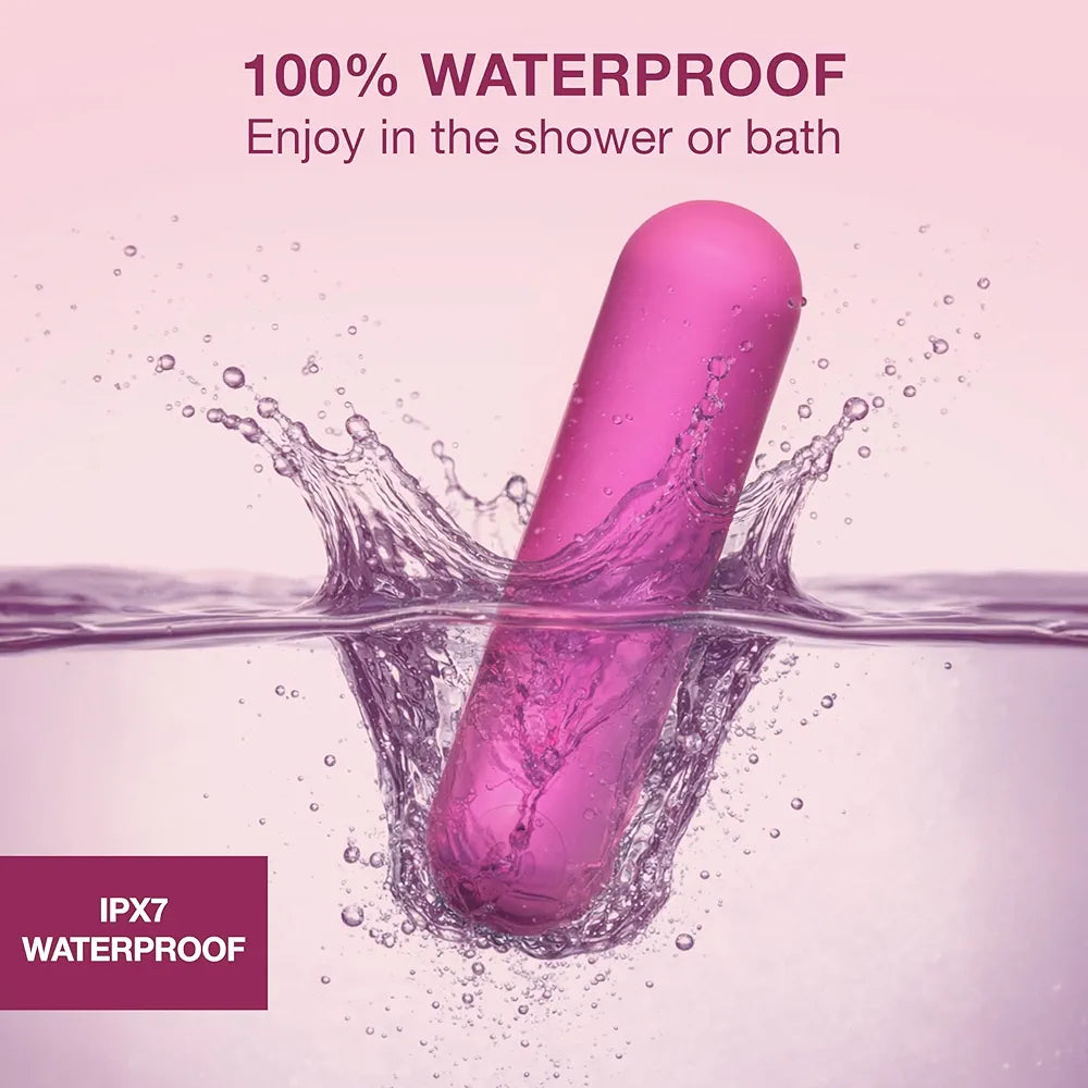 plusOne Mini Bullet Vibrator for Women - Waterproof Silicone Personal Massager, Pink