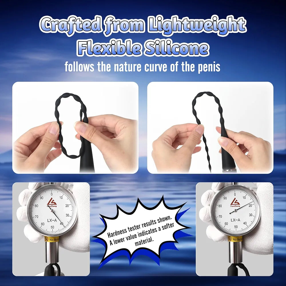 Flexible Silicone Urethral Sounding Rod and Vibrating Prostate Massager for Men
