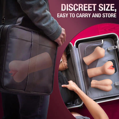 Triple-Texture TPE Male Masturbator - Soft Stretchy Handheld Stroker for Penis Training
