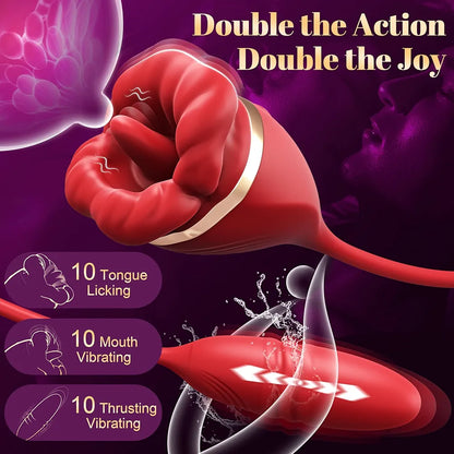 Rose Petal 3-in-1 Clitoral and G-Spot Vibrator with 10 Vibration Modes