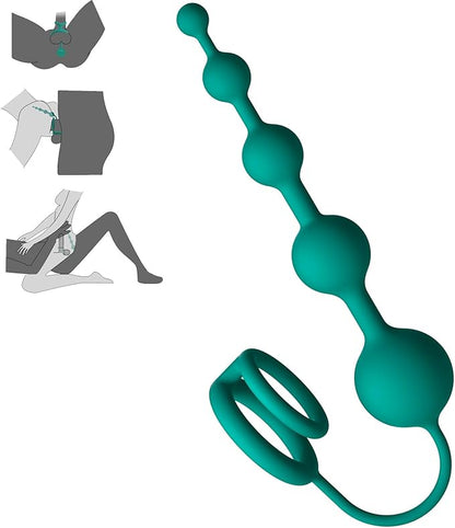 Silicone Graduated Anal Plug and Cock Ring Set for Couples