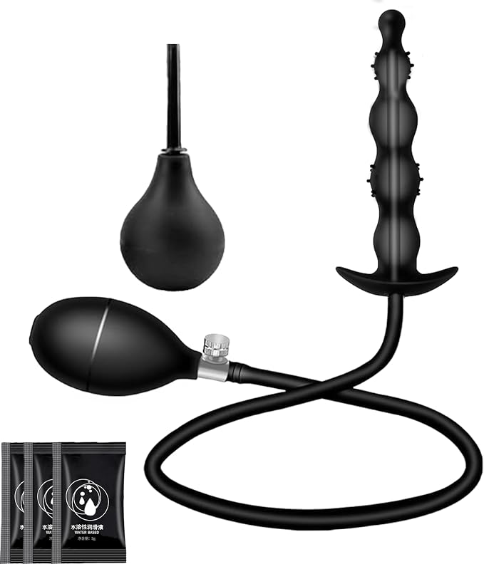 Inflatable Silicone Anal Plug with Pump and Quick-Release Valve