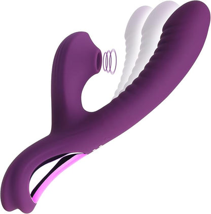 Tracy's Dog Flexible Rabbit Vibrator for Women - 10 Vibration Modes, 3 Suction Levels, G-Spot & Clitoral Stimulator for Solo & Couples Play