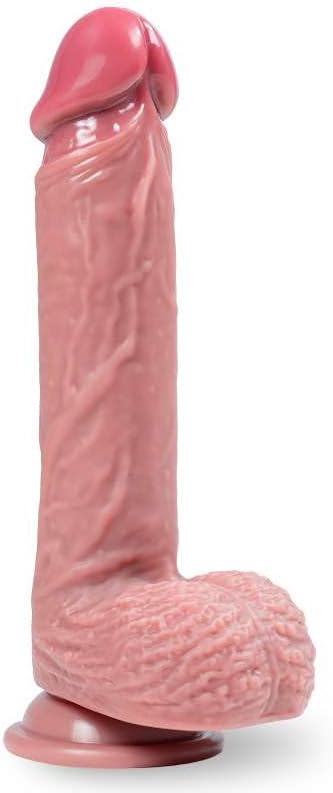 7.87" Realistic Silicone Dildo with Suction Cup - Curved G-Spot Stimulator for Women, Men, and Couples