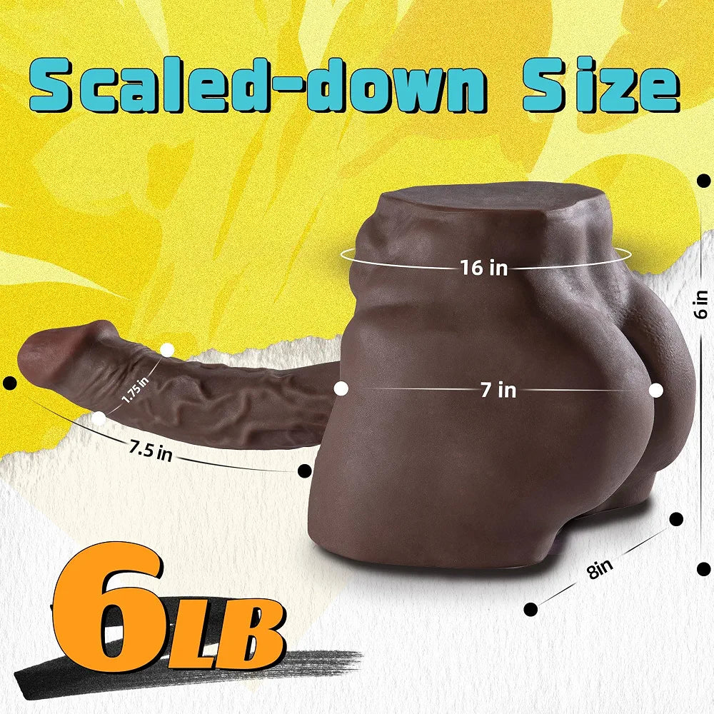 6LB Portable Realistic Male Sex Doll with Flexible Dildo and Dual-Entry Masturbation Features