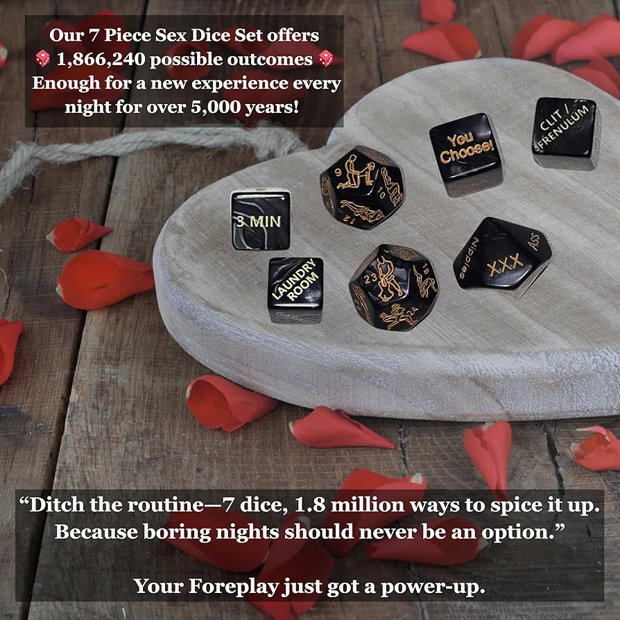 Romantic Couples Dice Game: 7-Piece Set for Intimate Date Nights and Foreplay