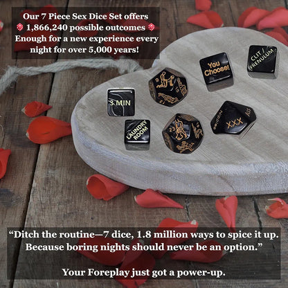 Romantic Couples Dice Game: 7-Piece Set for Intimate Date Nights and Foreplay