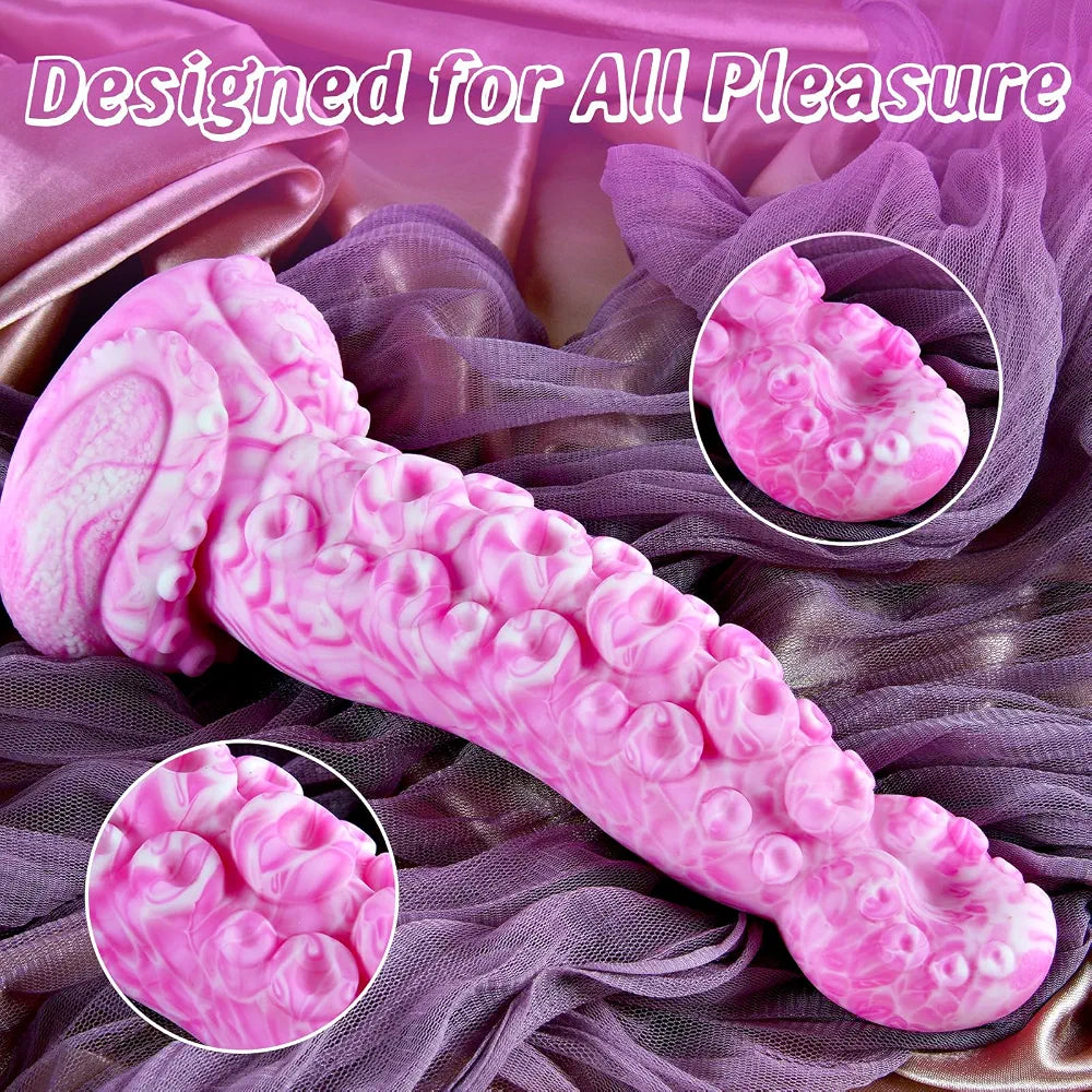 10-Inch Realistic Silicone Octopus Tentacle Dildo with Suction Cup - Extra Large Thick Monster Dragon Design for G-Spot and Prostate Stimulation