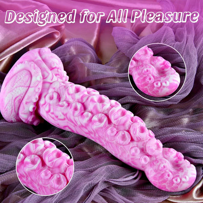 10-Inch Realistic Silicone Octopus Tentacle Dildo with Suction Cup - Extra Large Thick Monster Dragon Design for G-Spot and Prostate Stimulation