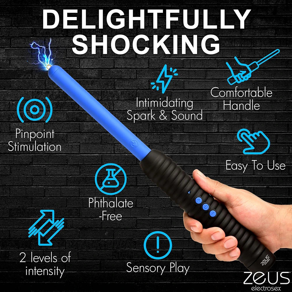 ZEUS ELECTROSEX E-Stim Shock Rod - Dual-Intensity Pinpoint Zapping Wand for Sensory Play, Blue