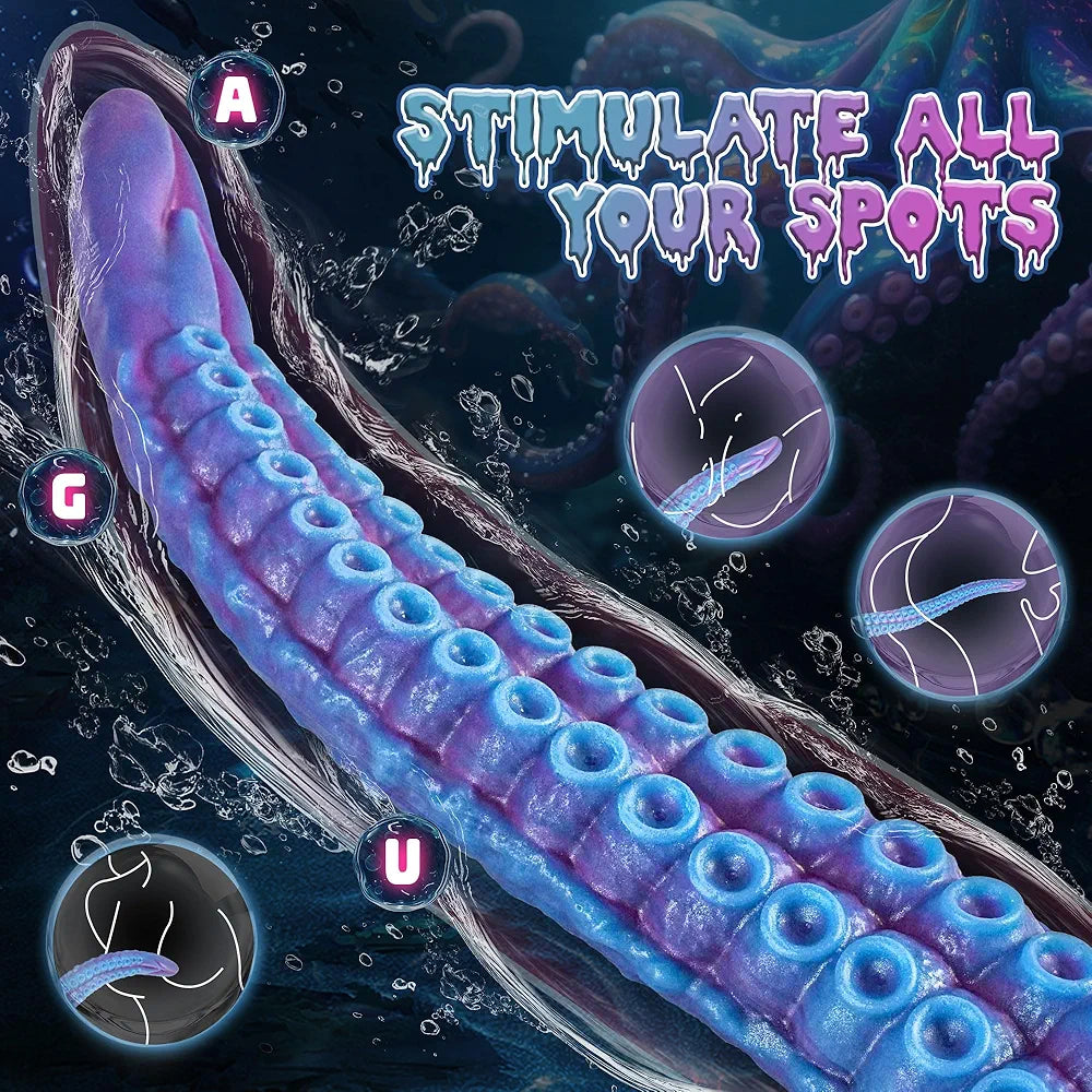 22.5-Inch XL Silicone Octopus Tentacle Dildo - Realistic Fantasy Anal Toy for G-Spot and Prostate Stimulation