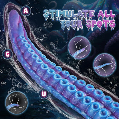 22.5-Inch XL Silicone Octopus Tentacle Dildo - Realistic Fantasy Anal Toy for G-Spot and Prostate Stimulation