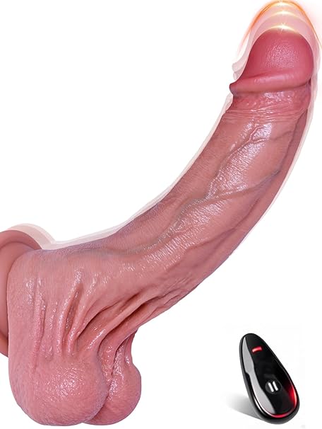9-Inch Heating Vibrating Dildo with Thrusting Action – Realistic Silicone Adult Toy with Strong Suction Cup, 7 Thrusting & 10 Vibration Modes for Vaginal and Anal Pleasure, Unisex Sex Toy for Couples and Solo Play