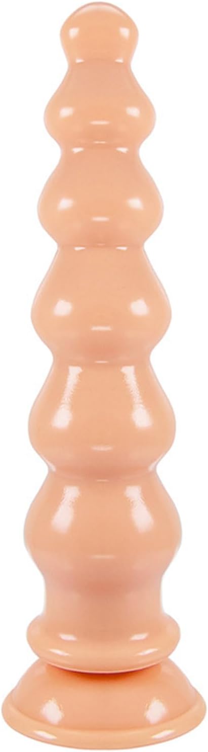 Premium 9.4-Inch Silicone Anal Beads with Suction Base and Clitoral Stimulator