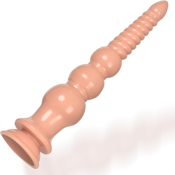 12.4-Inch Silicone Anal Training Beads with Suction Cup Base - Black