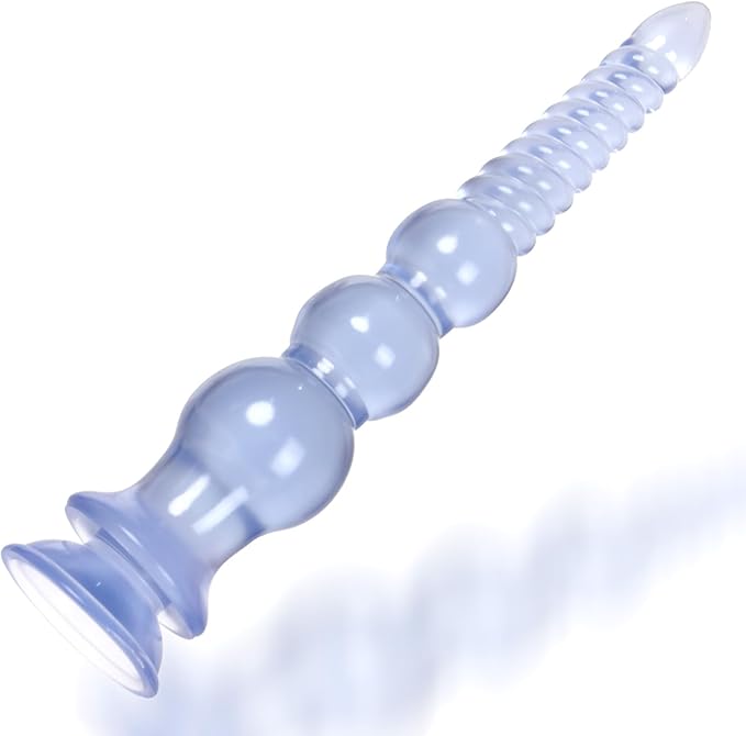 12.4-Inch Silicone Anal Training Beads with Suction Cup Base - Black