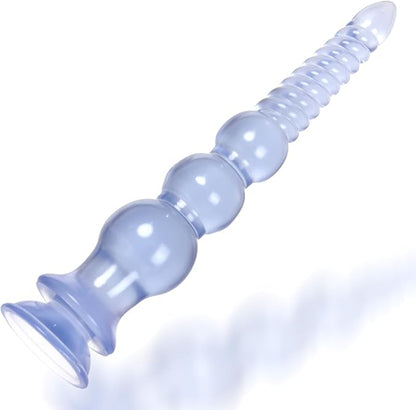 12.4-Inch Silicone Anal Training Beads with Suction Cup Base - Black