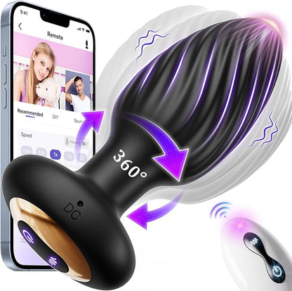 App-Controlled 360° Rotating Prostate Massager with 9 Vibration Modes and Remote
