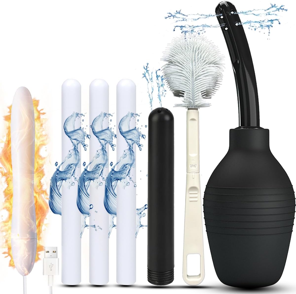 Premium Maintenance & Care Kit for Full-Size Sex Dolls: Includes Heating Rod, Drying Stick, Cleaning Tools, and Vagina/Anal Cleaner - Black