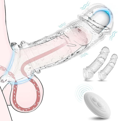 Vibrating Penis Sleeve for Couples – Adds Girth & Length, Remote Control Vibrations, Elastic Fit for Enhanced Intimacy, 2 Sets