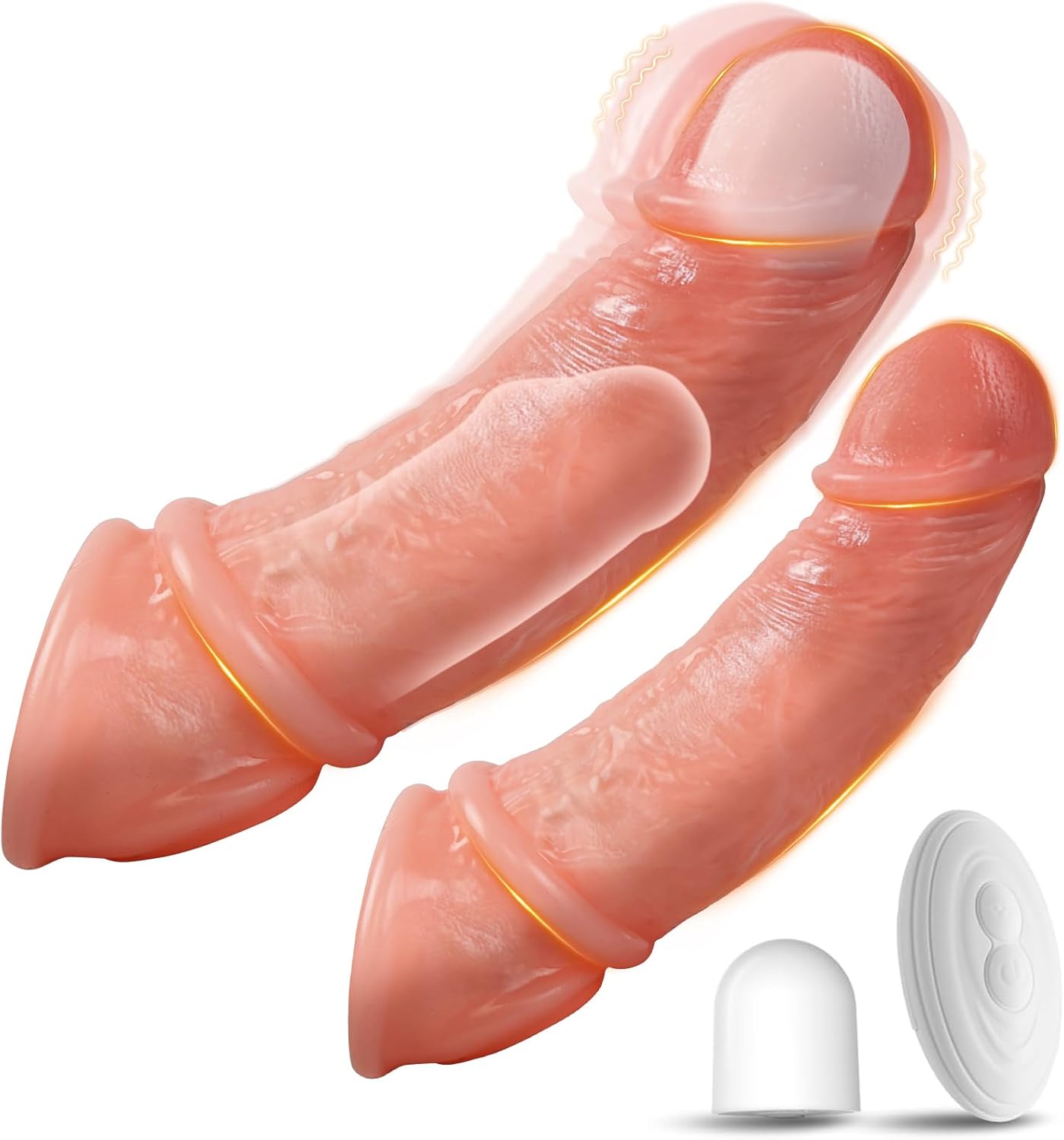 Vibrating Penis Sleeve for Couples – Adds Girth & Length, Remote Control Vibrations, Elastic Fit for Enhanced Intimacy, 2 Sets