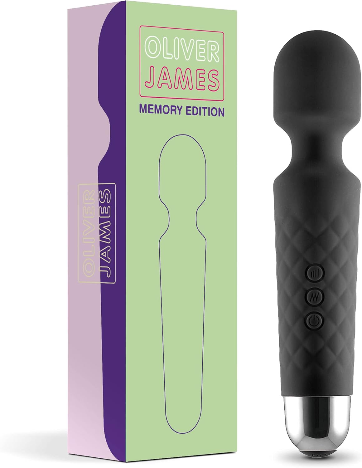 Oliver James Rechargeable Wand Massager - 160 Intensity Settings, Waterproof Silicone Personal Stimulator