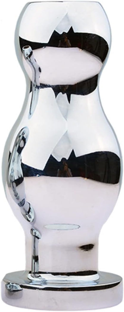 Stainless Steel Hollow Anal Plug with Enema Flushing System for Anal Training and Expansion