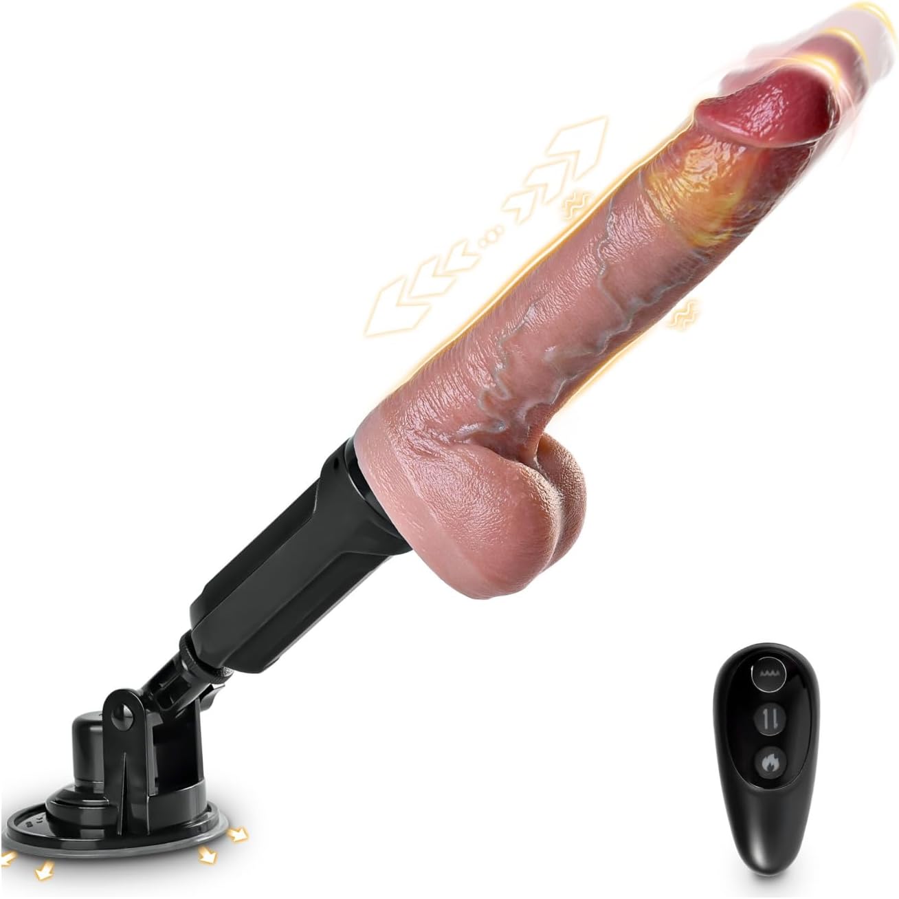Realistic Thrusting Dildo Machine with 9 Heating, Vibrating, and Thrusting Modes, Remote Control Suction Cup Sex Toy for Couples