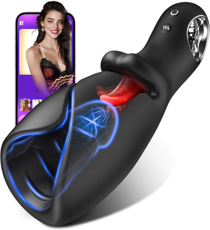 EINSEO Smart App-Controlled Male Masturbator with Tongue Licking and 10 Vibration Modes