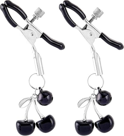 Adjustable Heart Charm Nipple Clamps for Couples - Non-Piercing Body Jewelry