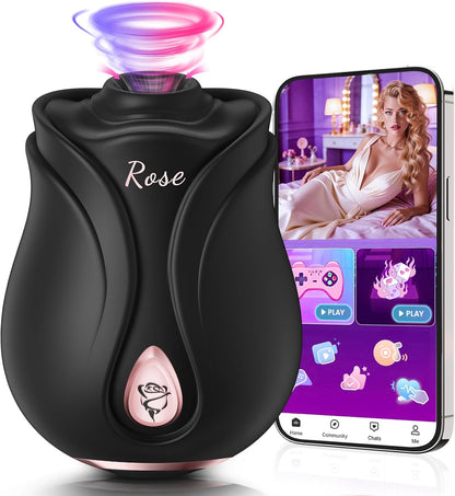 Rose-Shaped App-Controlled Clitoral Suction and Vibration Stimulator for Women