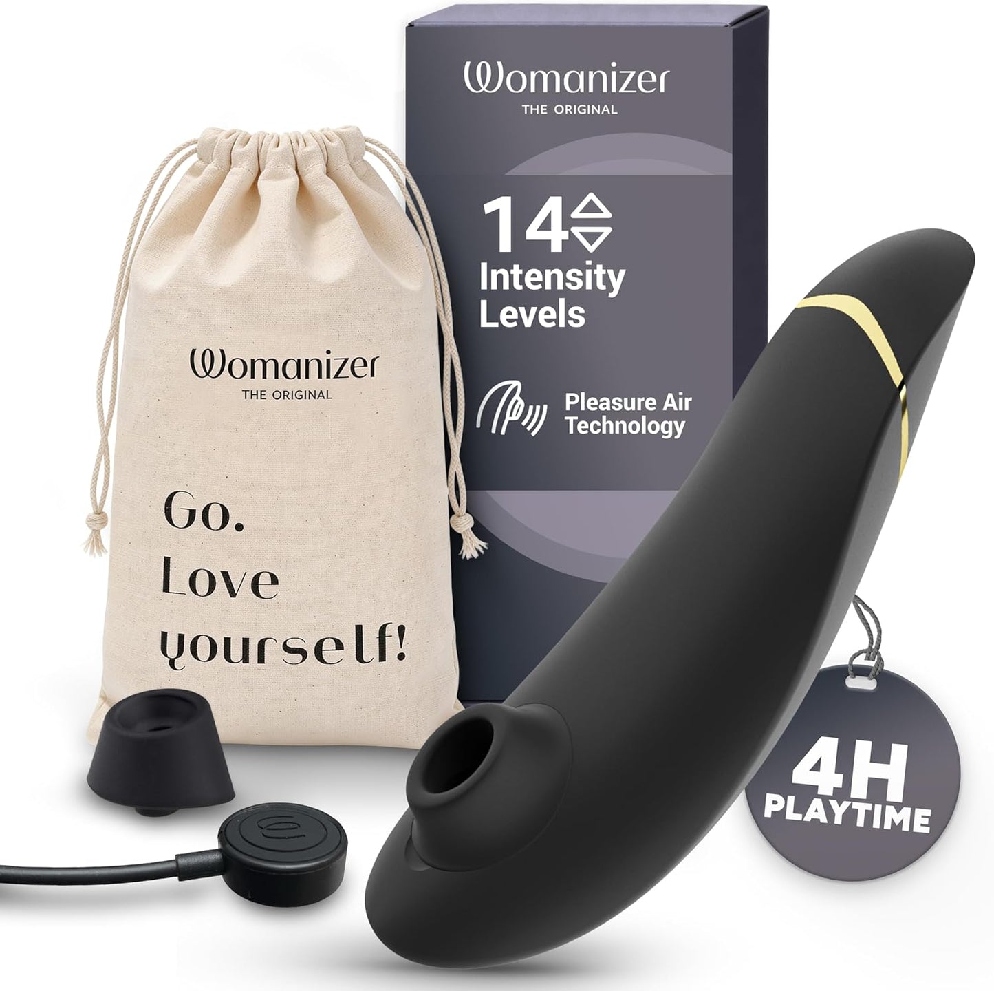 Womanizer Premium 2 Clitoral Suction Vibrator - 14 Intensity Levels, Waterproof