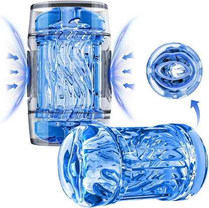 Realistic Dual-Sleeve Male Stroker with Suction and Open-Ended Design