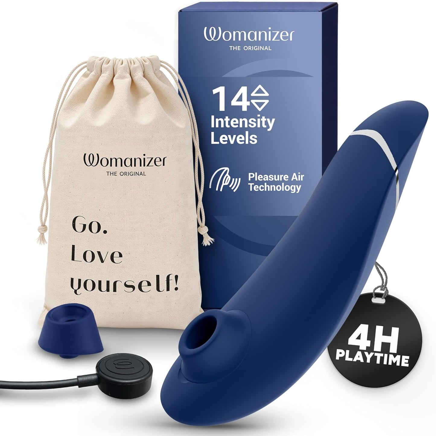 Womanizer Premium 2 Clitoral Suction Vibrator - 14 Intensity Levels, Waterproof