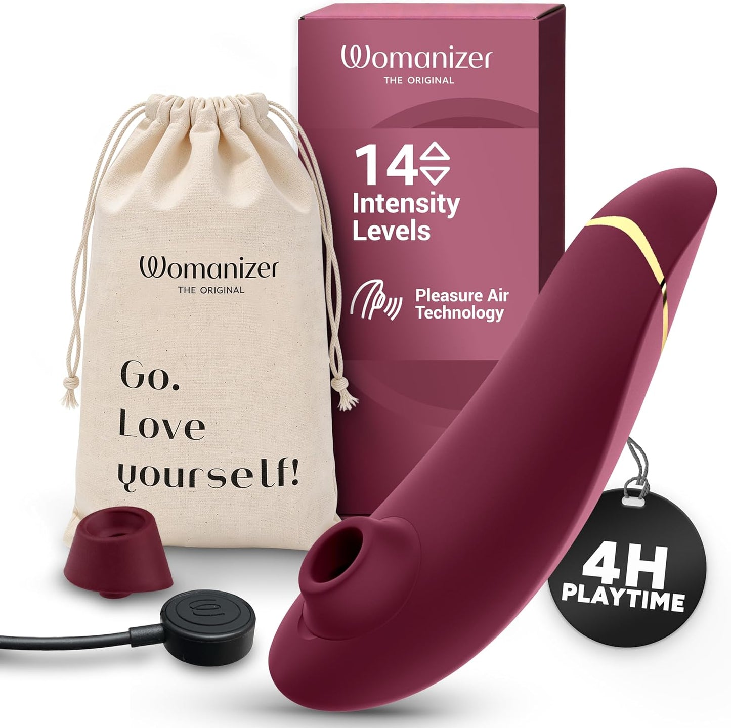 Womanizer Premium 2 Clitoral Suction Vibrator - 14 Intensity Levels, Waterproof